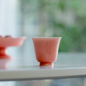 桃粉花神杯小清新女主人杯家用陶瓷茶杯品茗杯单个喝茶杯功夫茶具