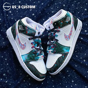 适配nike耐克af1空军一号aj1泼墨星空takeflight裸眼3d白红蓝鞋带