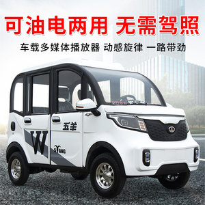 五羊电动四轮车新款家用小型成人油电两用女士新能源四轮电动轿车