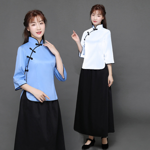 民国学生装女中国风校服中山装合唱服毕业班服五四青年装女演出服