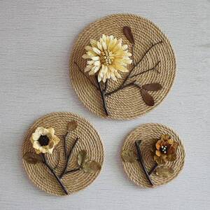 麻绳树枝装饰挂件原木墙面复古风创意个性圆盘壁饰手工工艺品成