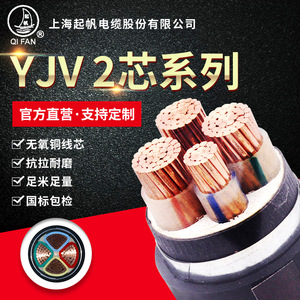 上海起帆电缆YJV 2芯起凡电缆线低压铜芯交联聚乙烯绝缘2*2.5平方