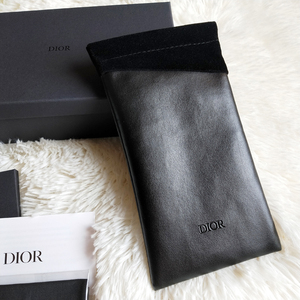 dior全套新款黑色眼镜盒子便携收纳袋cd迪奥太阳镜墨镜盒皮袋盒子