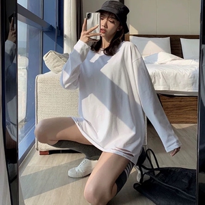 超火cec长袖t恤女初秋宽松韩版ins潮原宿风bf百搭薄款纯色上衣服