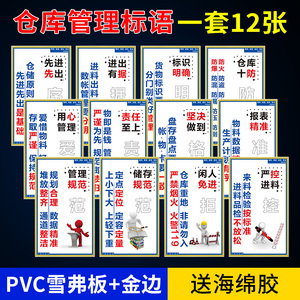 仓库管理标语套装 公司企业仓库仓储标准化管理标语展板挂图上墙 仓库