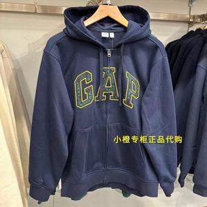 Gap男女装春季新款LOGO法式圈织软卫衣宽松休闲运动外套885513