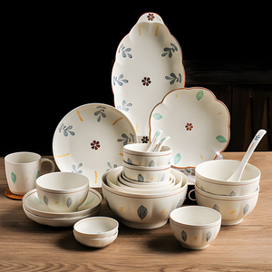 日式创意陶瓷餐具碗碟套装批发家用网红ins吃饭菜盘面碗汤碗