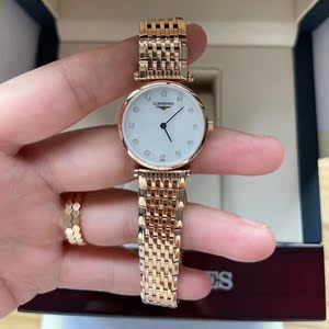 longines 浪琴手表女嘉岚系列石英表贝母镶钻防水手表玫瑰金