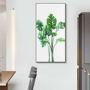 绿植芭蕉叶装饰画侘寂风进门玄关画北欧小清新挂画卫生间阳台壁画