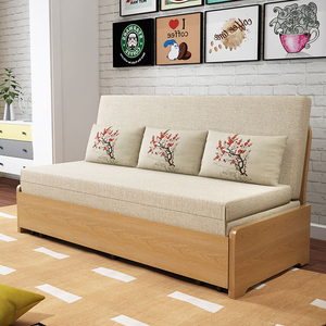 实木沙发床客厅2021年新款多功能两用单人双人伸缩小户型一米二用
