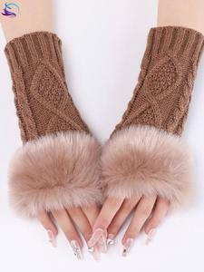 长袖假袖子冬季手套保暖防寒针织衣服毛毛拼接毛衣袖护腕女手腕潮