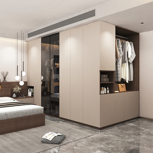 衣柜床头柜一体组合出租房家用卧室简约现代衣帽间整体衣橱定制