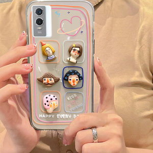 vivoy76s手机壳vivox27手机套透明硅胶x27pro全包x23卡通男女幻彩版