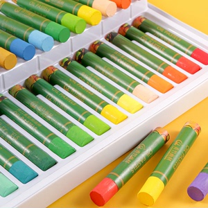 青竹无甲醛重彩油画棒儿童48色蜡笔36色幼儿园涂鸦油化棒24色12色圆杆重彩学生美术专业绘画套装涂色工具