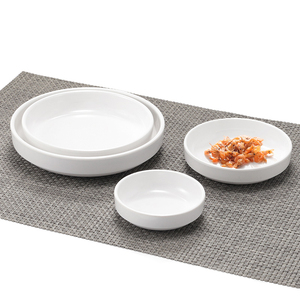 纯白密胺窝盘深口盘子菜盘饭店商用餐具创意韩式小菜碟子餐盘深盘