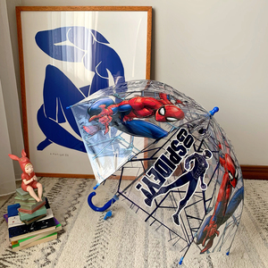 蜘蛛侠雨伞儿童透明超轻带口哨玩具小伞自动宝宝3岁卡通可爱漫威