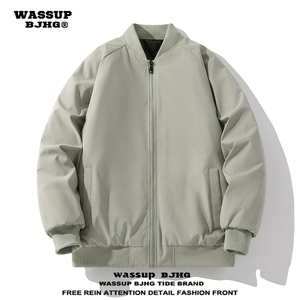 WASSUP男女款冬季棒球领棉衣外套宽松休闲飞行夹克加厚保暖棉服
