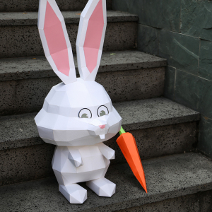 65厘米高可爱卡通萌兔子动物3d几何立体纸模型手工创意装饰摆件