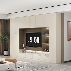 电视柜一体组合墙柜背景墙客厅电视机柜衣柜满墙书柜现代简约定制