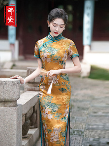 高端旗袍2024年新款女夏年轻款气质复古民国长款中国风女装连衣裙