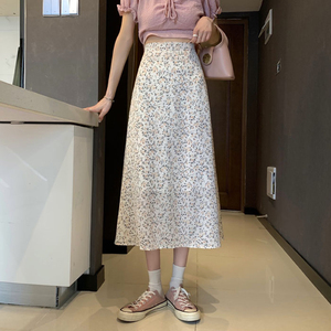 150小个子碎花半身裙女145cm矮个子穿搭配显高温柔高腰a字中长裙