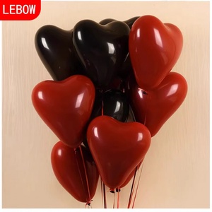 12寸双层爱心形石榴红宝石红色乳胶气球黑色汽球生日求婚表白装饰
