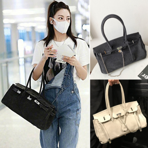 张雨绮明星同款帆布包复古腋下凯莉铂金包女大容量休闲单肩斜挎包