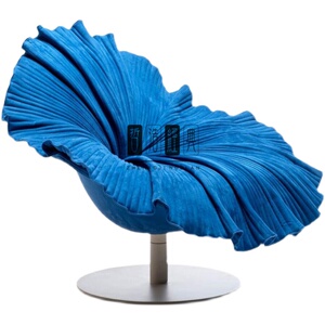 现代简约设计玻璃钢不锈钢花朵椅子休闲椅客厅阳台荷花造型旋转椅