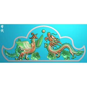 mbt-162墓碑石碑龙凤碑头木雕精雕图浮雕石雕灰度图jdpbmp雕刻图