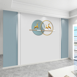 2022新款电视背景墙壁布现代简约3d立体线条麋鹿装饰壁纸影视墙布