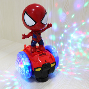 小孩蜘蛛侠儿童电动玩具车抖音同款网红声光男孩宝宝特技万向汽车