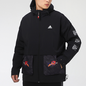 阿迪达斯新年款棉服男2021春新款牛年限定ny本命年红色外套gp1821