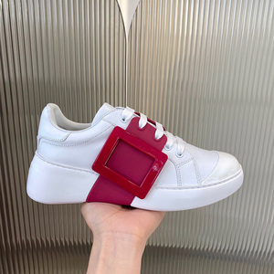 唐嫣同款休闲板鞋厚底系带rv方扣小白鞋女真皮增高运动松糕鞋春秋