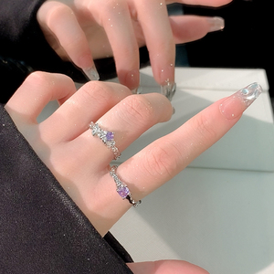 熔岩紫钻开口戒指女小众设计高级感素圈戒指尾戒氚气食指戒指指环