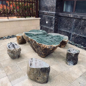 石桌石凳庭院花园一套九龙壁天然原石户外家用一整块室外石头桌子