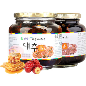 韩国原装进口全南蜂蜜红枣茶1kg*2罐 大枣茶冲饮品水果茶蜜炼果酱