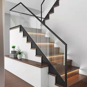 成都钢化玻璃楼梯实木扶手护栏定制钢木现代简约整体别墅公寓楼梯
