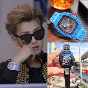 黄子韬同款手表机械多功能潮男表酒桶型创意计时表休闲男士手表