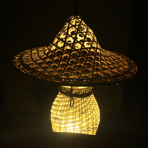 斗笠灯复古火锅店吊灯饭店农家乐餐厅餐馆竹编斗笠草帽灯钱袋子灯