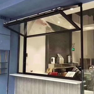 铝合金上下折叠窗奶茶店上翻外卖液压杆全开窗咖啡厅餐厅外卖玻璃