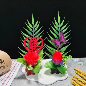 酒店摆盘装饰花草餐饮厨房装盘凉菜点缀刺身冷盘菜品摆件创意假花