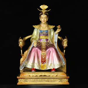 纯铜女娲娘娘神像家用供奉大地之母圣母女神道教娲皇补天铜像摆件