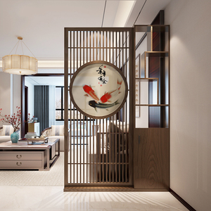 客厅入户进门玄关柜新中式屏风隔断柜书房多层实木屏风柜大厅装饰