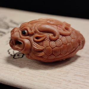 百核汇 橄榄核单籽2.1大籽大师手工雕刻龙龟核雕文玩项坠菩提配饰