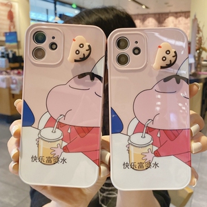立体旋转蜡笔小新快乐富婆水适用iphone12pro max苹果11手机壳x/xs/xr
