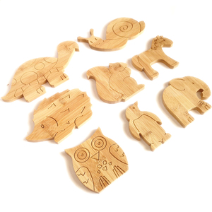 动物模型木片 动l物木片 异形di竹拼图立体 幼儿木工材料y木板