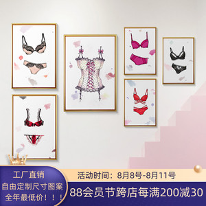 服装店挂画女性私密壁画创意时尚女装店墙面展柜玄关内衣店装饰画