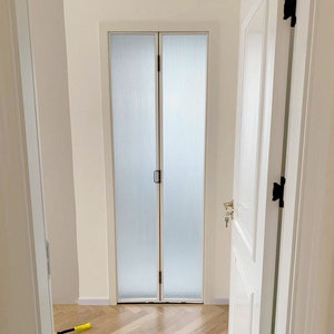 上海定制卫生间折叠门厕所推拉移门无下轨黑色厨房窄边吊轨折叠门