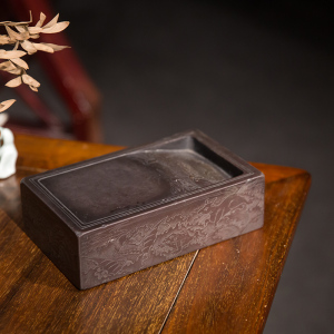 明代蓬莱阁海水瑞兽端砚文房四宝书房笔舔砚台明代古董收藏老物件