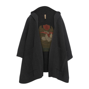 burberry 博柏利 女士灰色羊绒口袋连帽简约百搭披肩斗篷